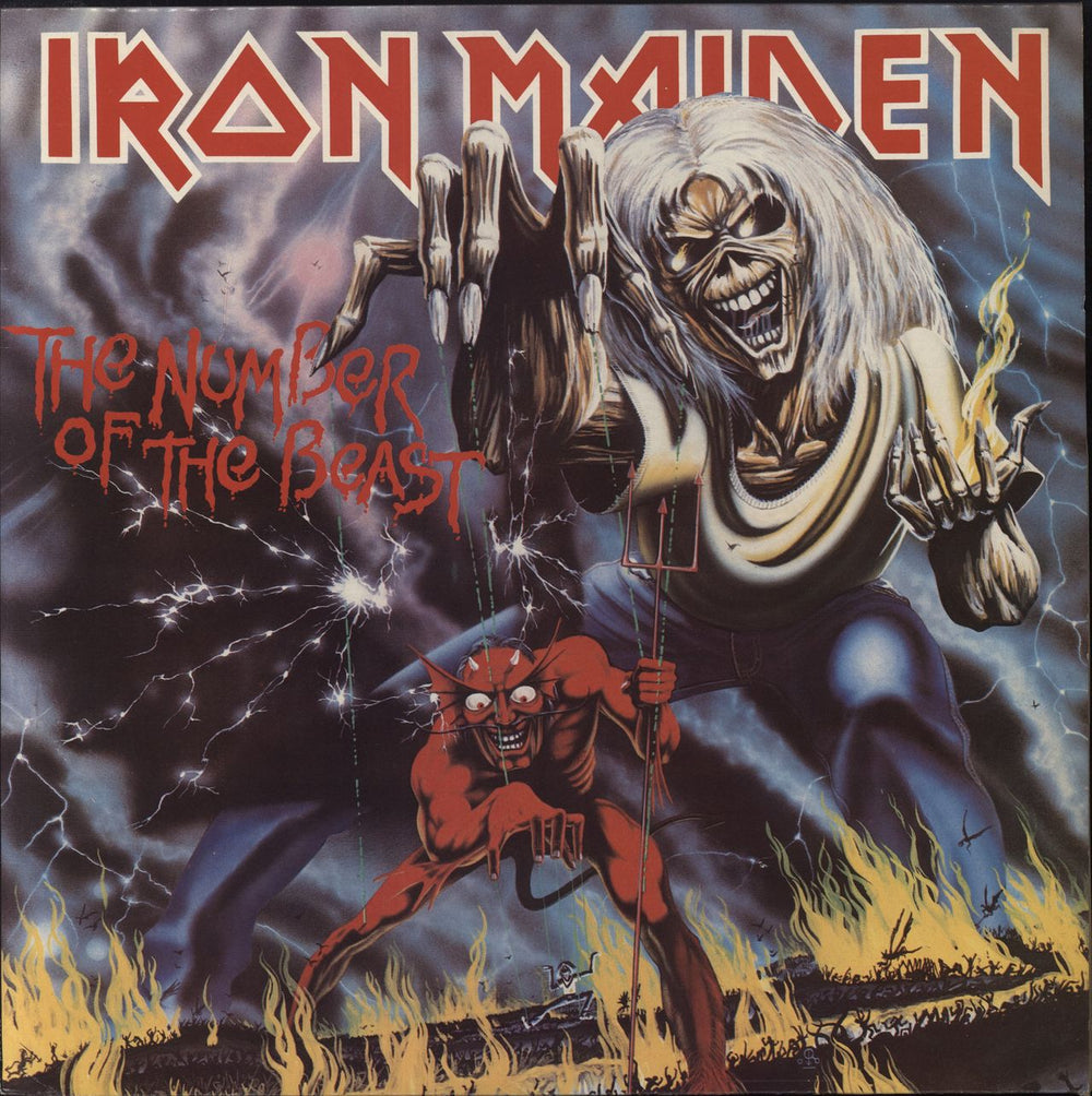 Iron Maiden The Number Of The Beast - 1st - EX - Demo sticker UK vinyl LP album (LP record) EMC3400