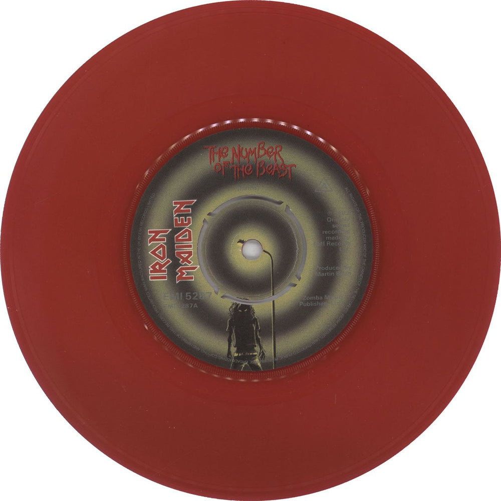 Iron Maiden The Number Of The Beast - Red Vinyl + P/S UK 7" vinyl single (7 inch record / 45) IRO07TH01450