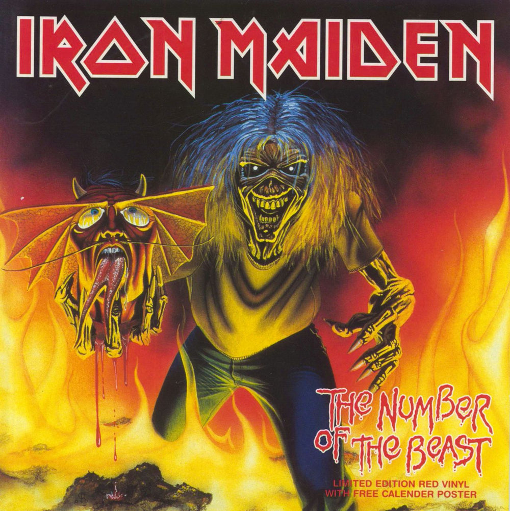 Iron Maiden The Number Of The Beast - Red Vinyl UK 7" vinyl single (7 inch record / 45) EM666