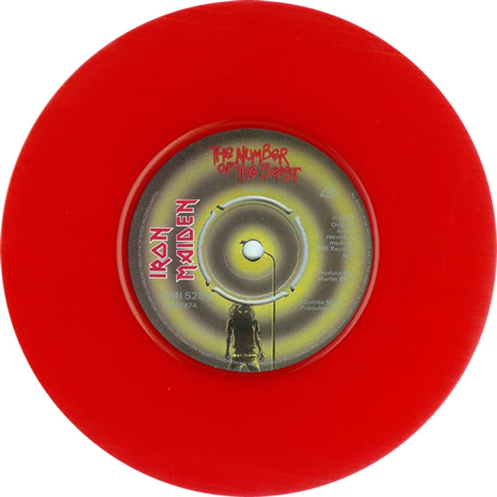 Iron Maiden The Number Of The Beast - Red Vinyl UK 7" vinyl single (7 inch record / 45) EMI5287