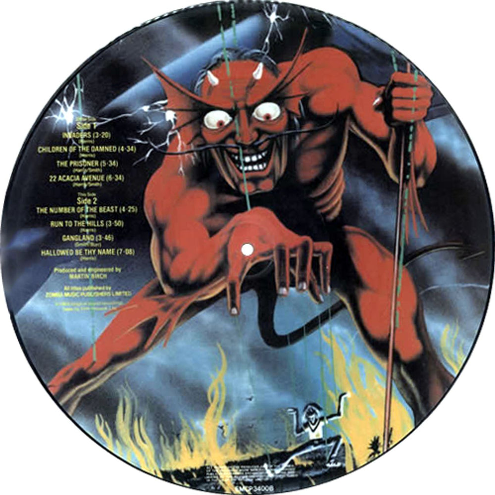 Iron Maiden The Number Of The Beast UK picture disc LP (vinyl picture disc album) IROPDTH00692