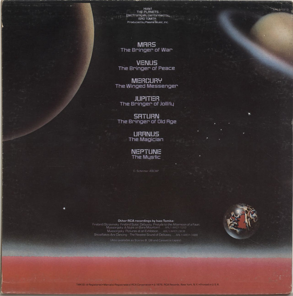 Isao Tomita The Planets US vinyl LP album (LP record)