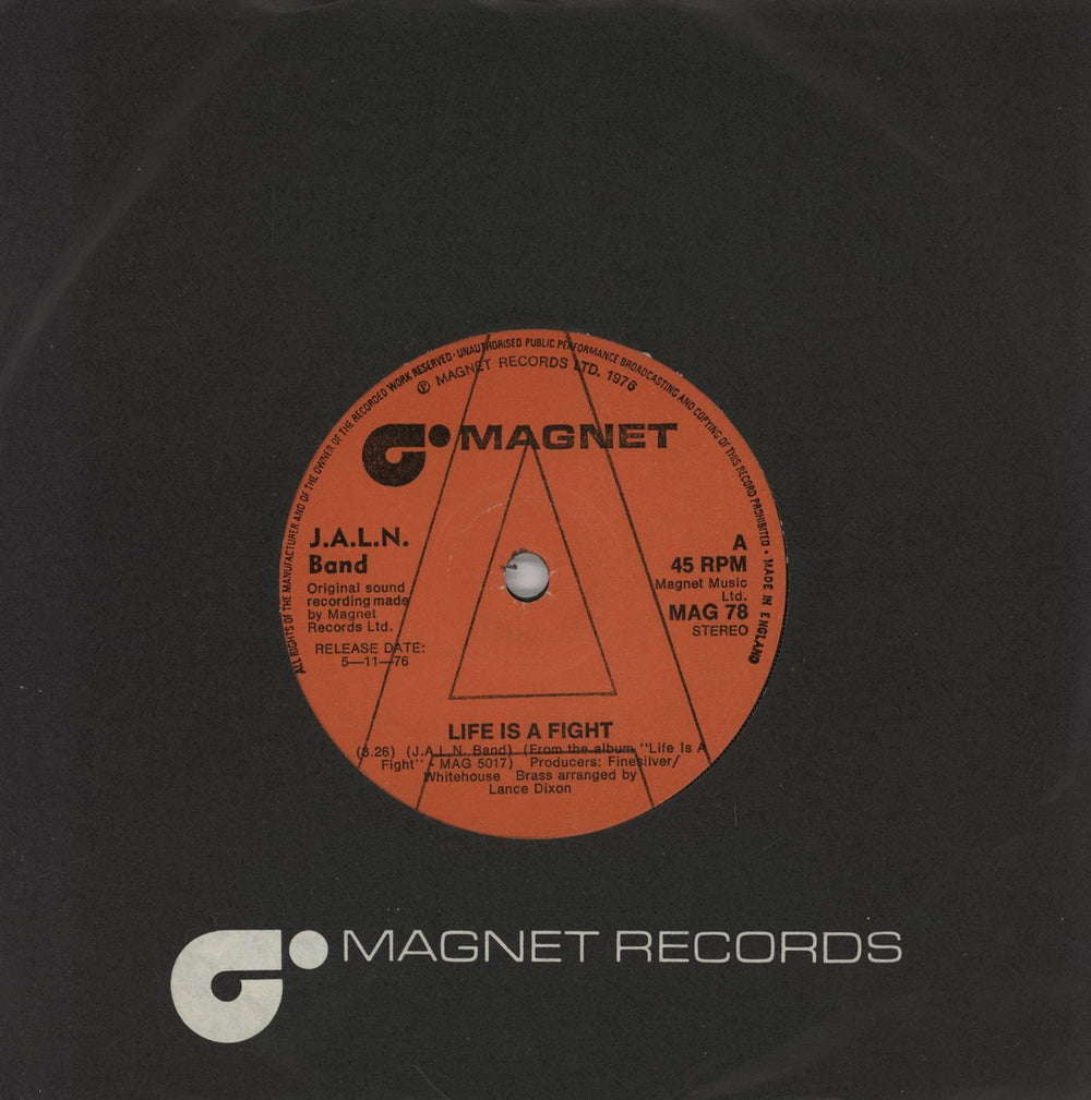 J.A.L.N. Band Life Is A Fight - A Label UK Promo 7" vinyl single (7 inch record / 45) MAG78