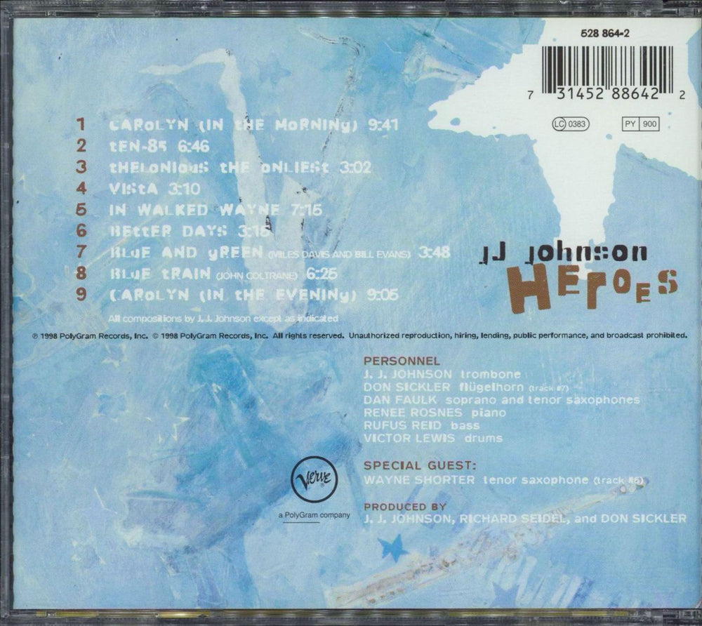 J.J. Johnson Heroes US CD album (CDLP) 731452886422