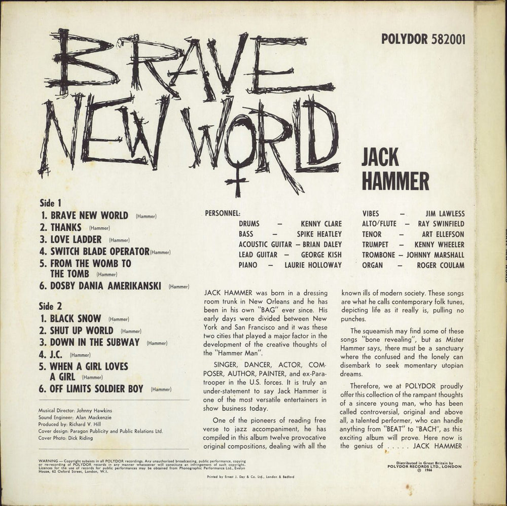 Jack Hammer Brave New World UK vinyl LP album (LP record) QDGLPBR696704