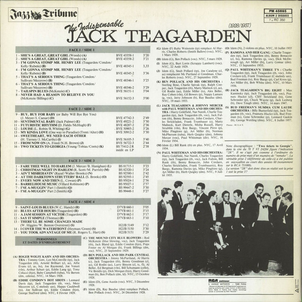 Jack Teagarden The Indispensable Jack Teagarden French 2-LP vinyl record set (Double LP Album)