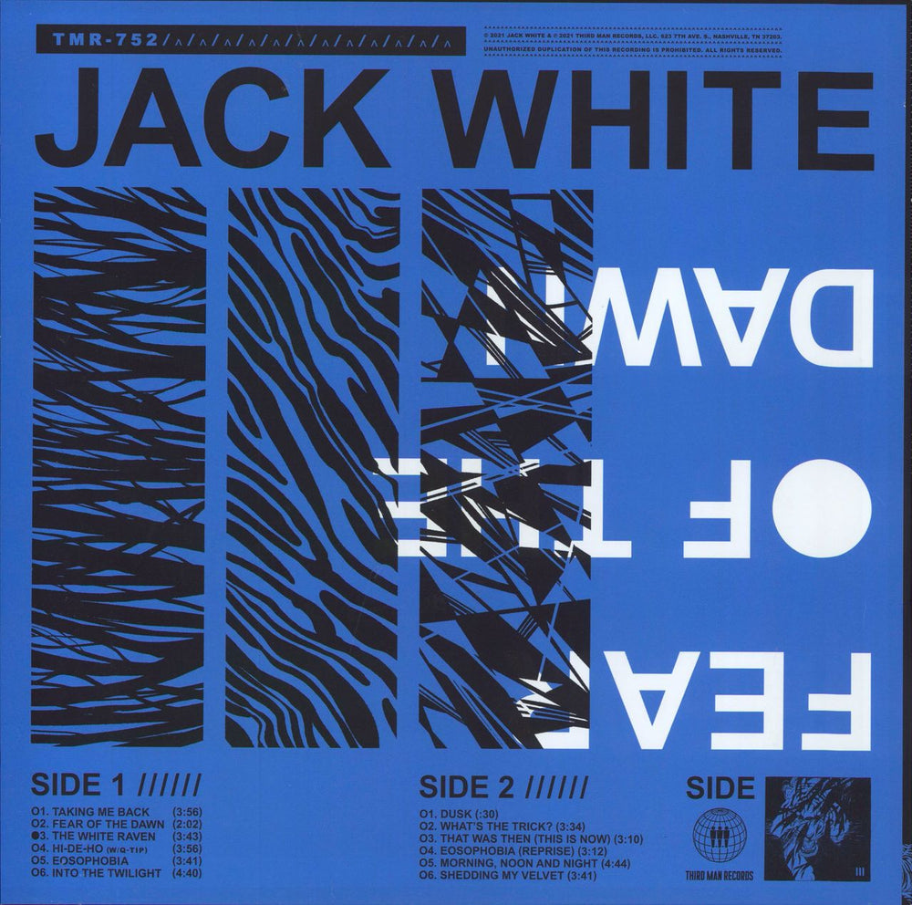 Jack White Fear Of The Dawn - Blue & White Split Vinyl UK vinyl LP album (LP record) 810074420891