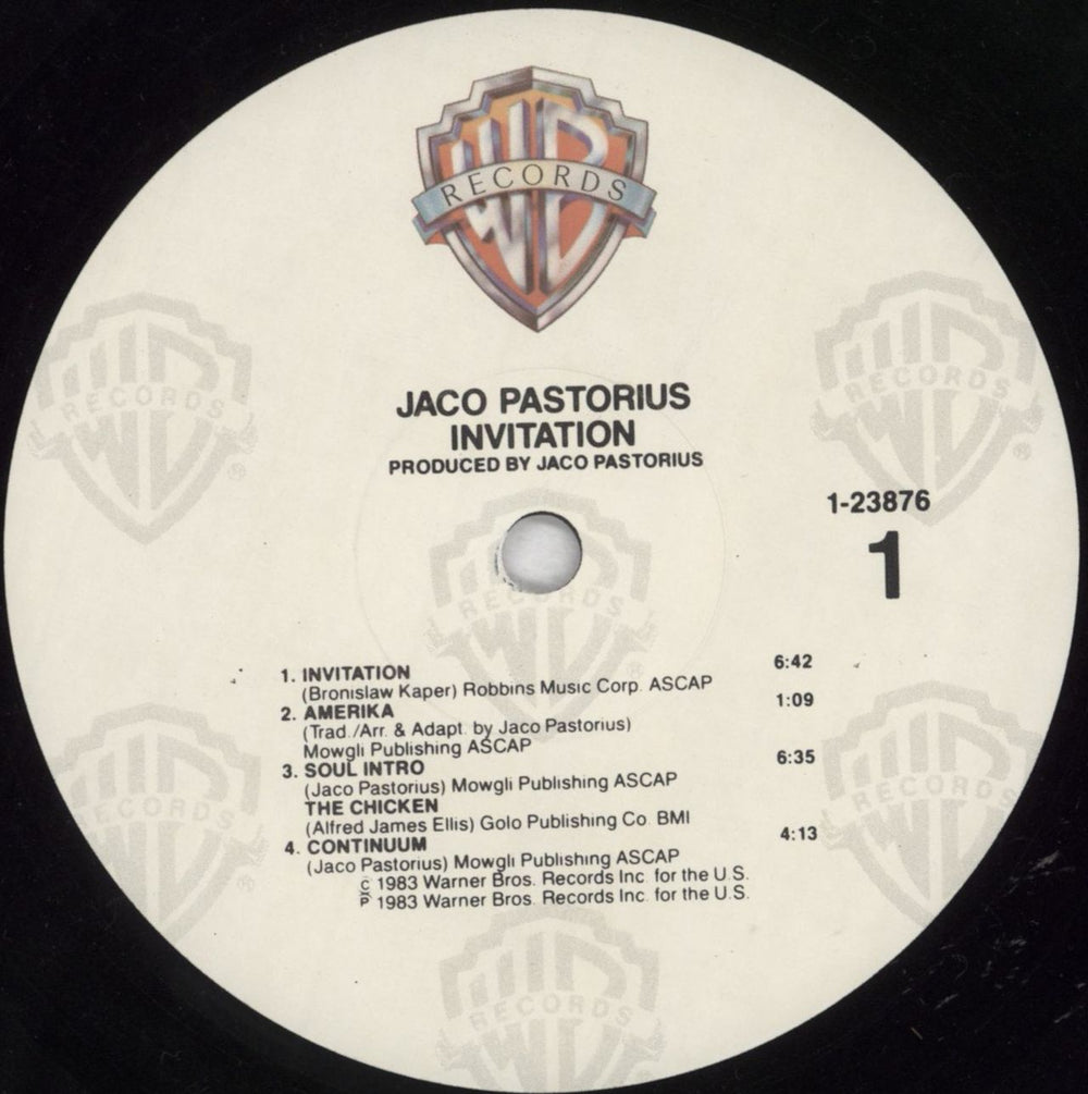 Jaco Pastorius Invitation US vinyl LP album (LP record) PSOLPIN821513