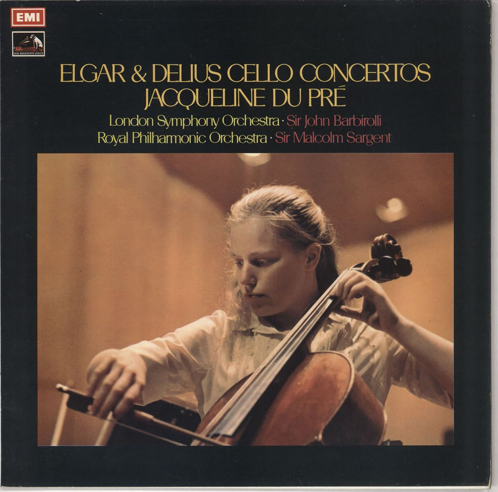 Jacqueline Du Pré Elgar & Delius Cello Concertos - black & white stamp label UK vinyl LP album (LP record) ASD2764