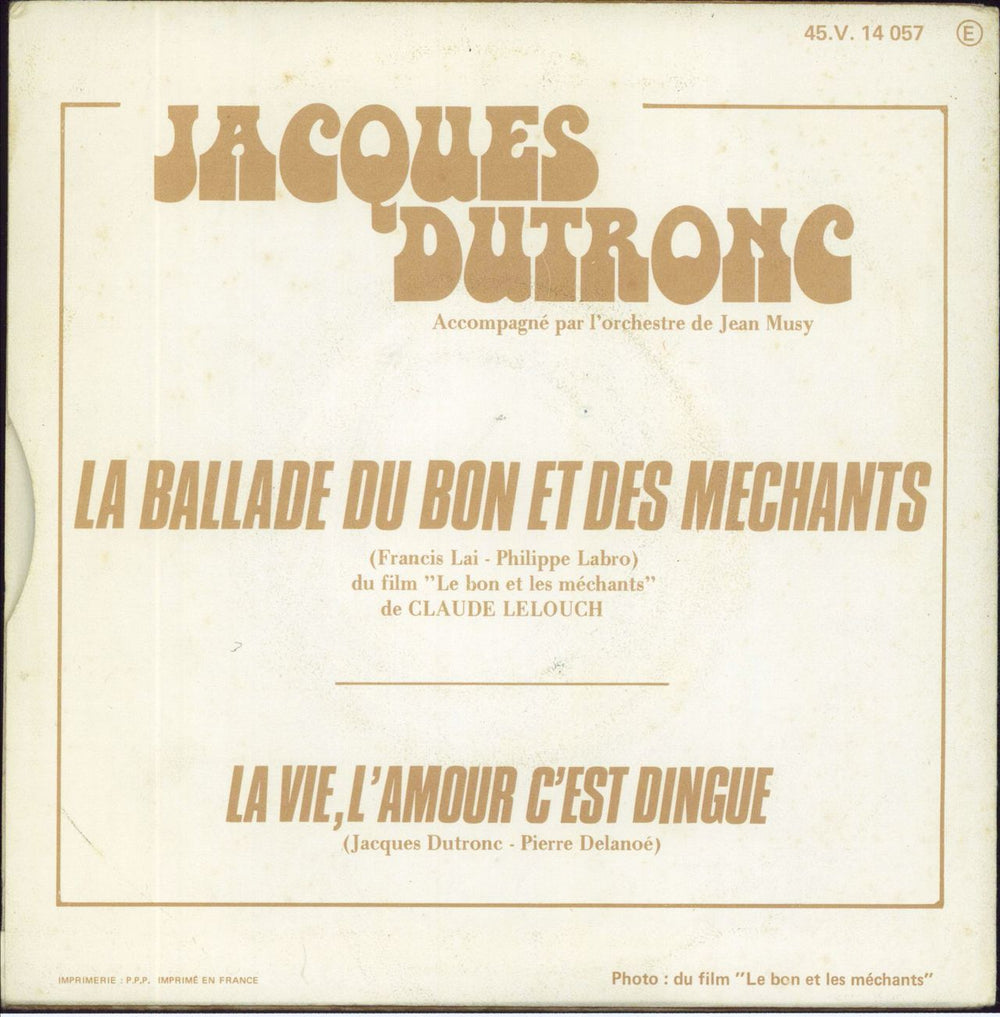 Jacques Dutronc La Ballade Du Bon Et Des Méchants + Sleeve French 7" vinyl single (7 inch record / 45)