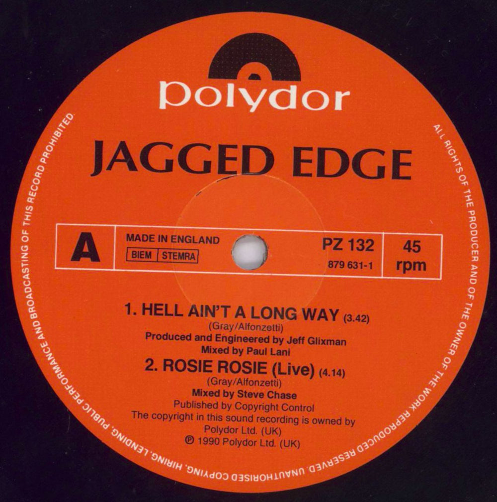 Jagged Edge (Rock) Hell Ain't A Long Way UK 12" vinyl single (12 inch record / Maxi-single) JGG12HE399029