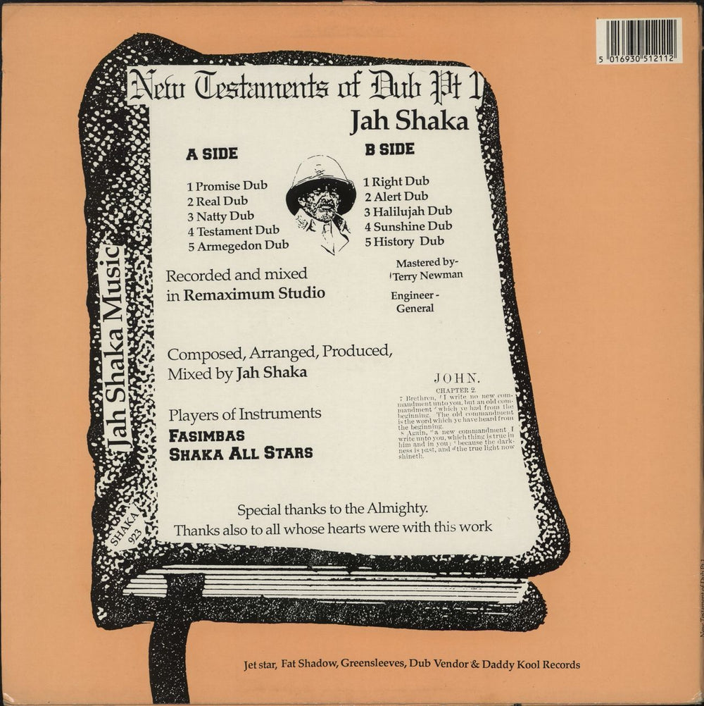 Jah Shaka New Testaments Of Dub Part 1 UK vinyl LP album (LP record)