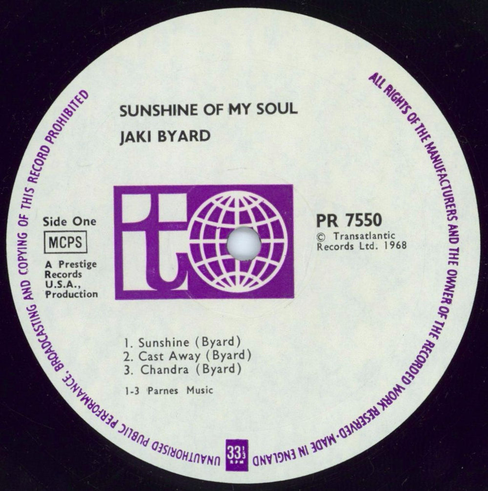 Jaki Byard Sunshine Of My Soul UK vinyl LP album (LP record) JKYLPSU448281