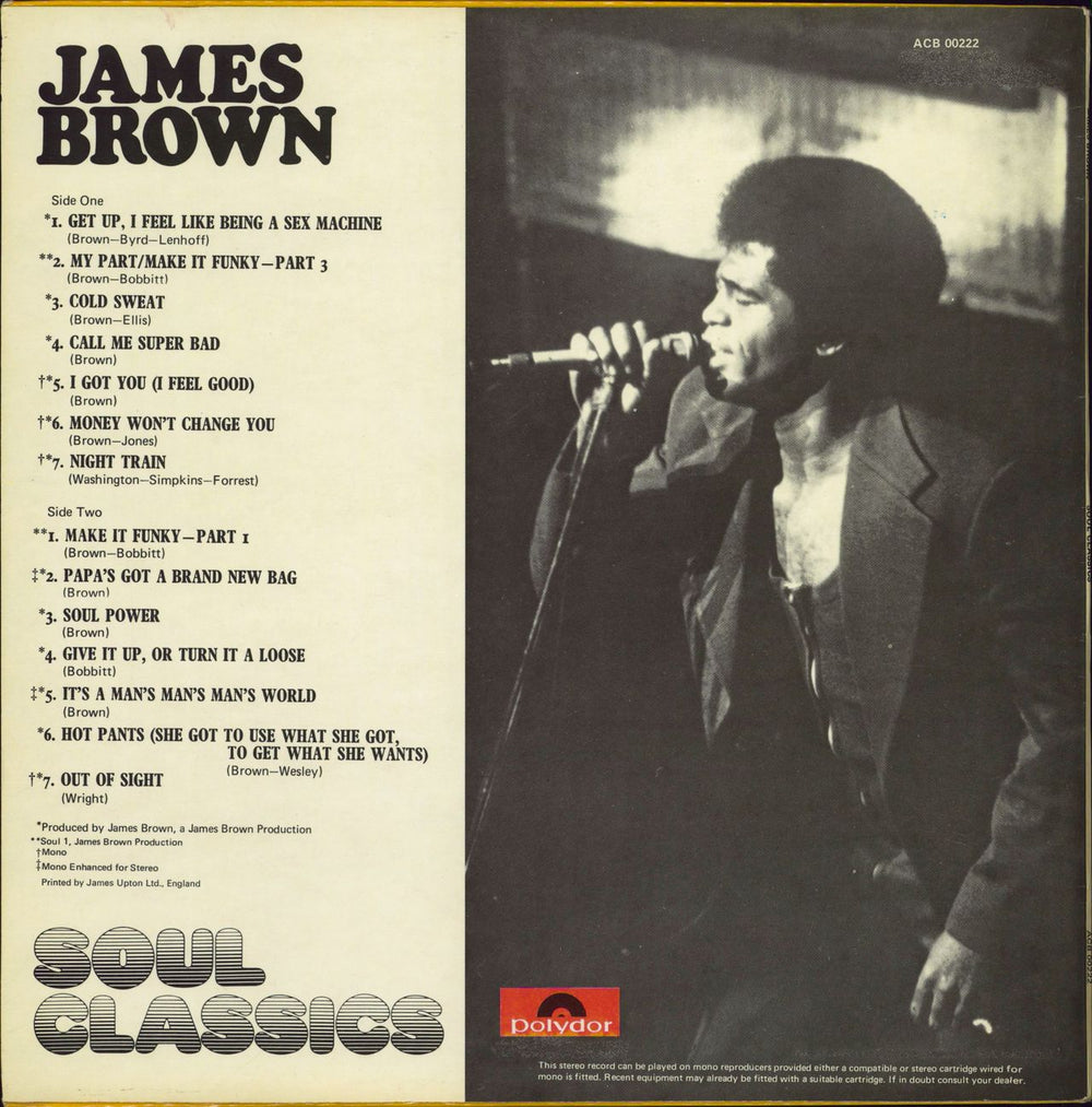 James Brown Soul Classics UK vinyl LP album (LP record)