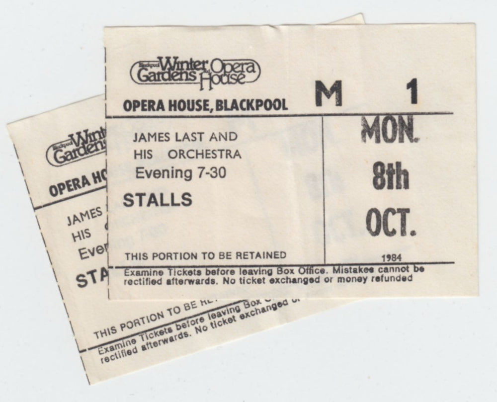 James Last 1984 Tour + Ticket Stubs & Autographed UK tour programme