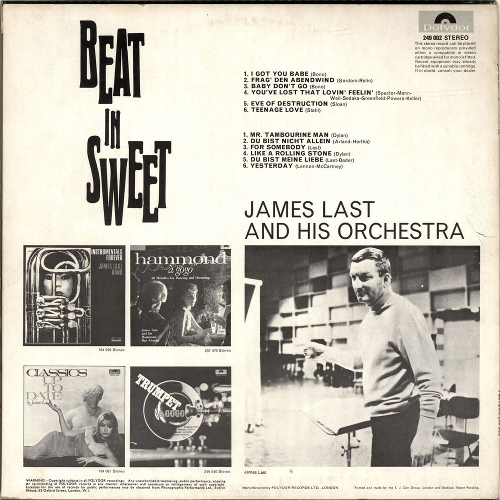 James Last Beat In Sweet UK vinyl LP album (LP record)