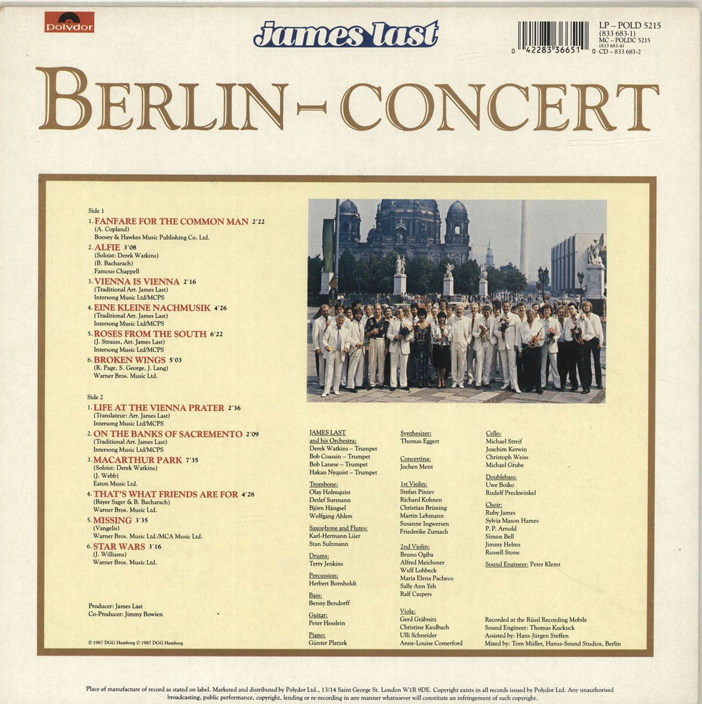 James Last Berlin Concert UK vinyl LP album (LP record) 042283366510