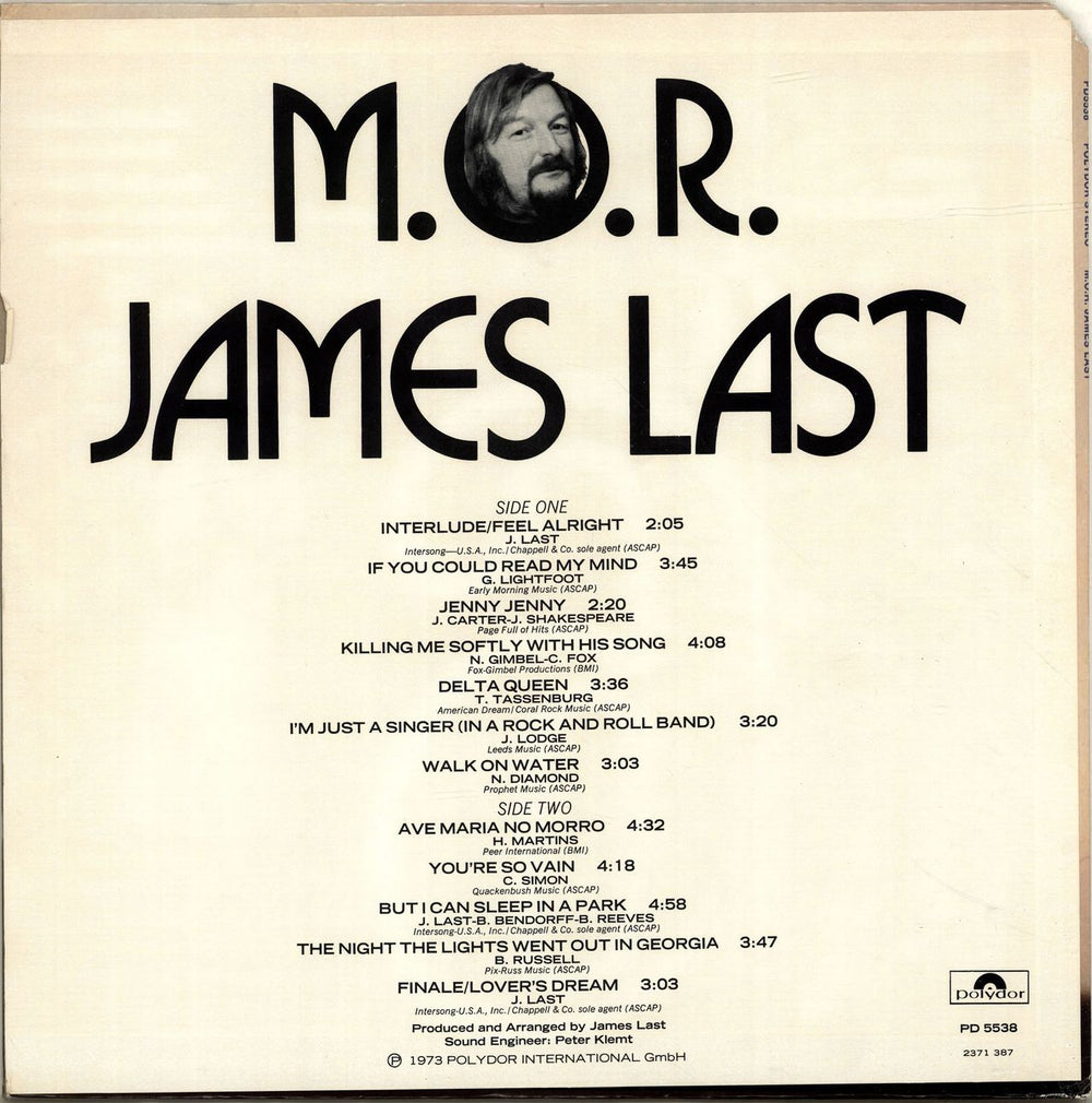 James Last M.O.R. James Last US vinyl LP album (LP record)