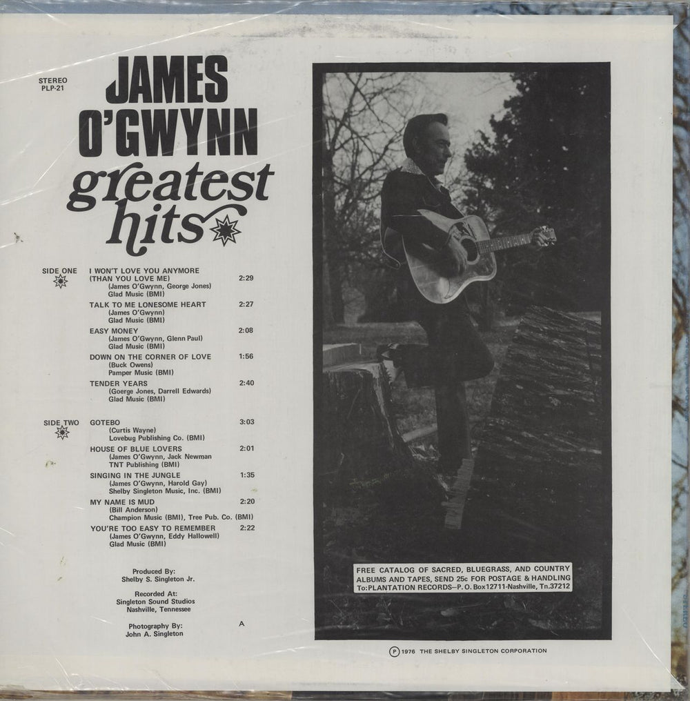 James O'Gwynn Greatest Hits US vinyl LP album (LP record)