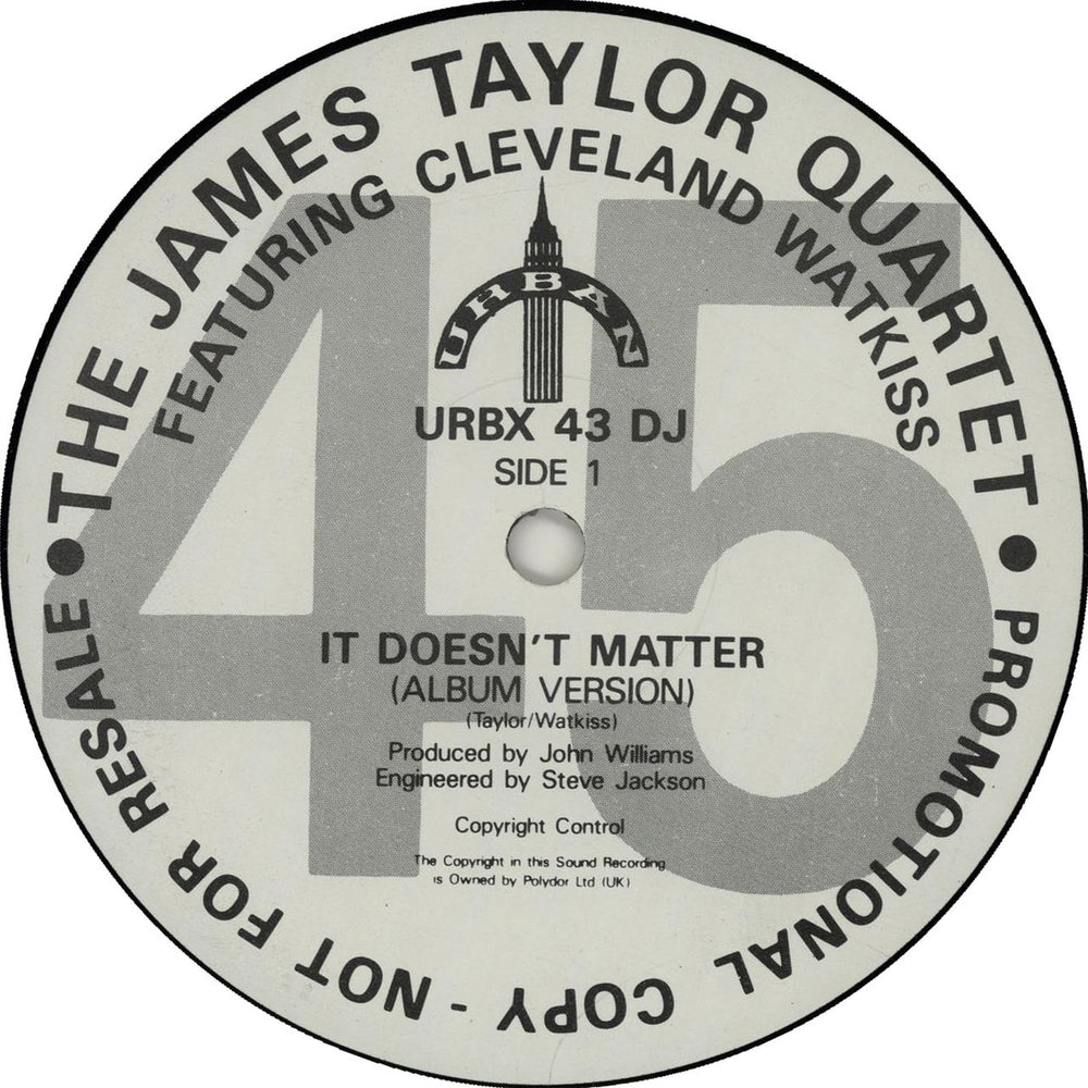 James Taylor Quartet It Doesn't Matter UK Promo 12" vinyl single (12 inch record / Maxi-single) URBX43DJ