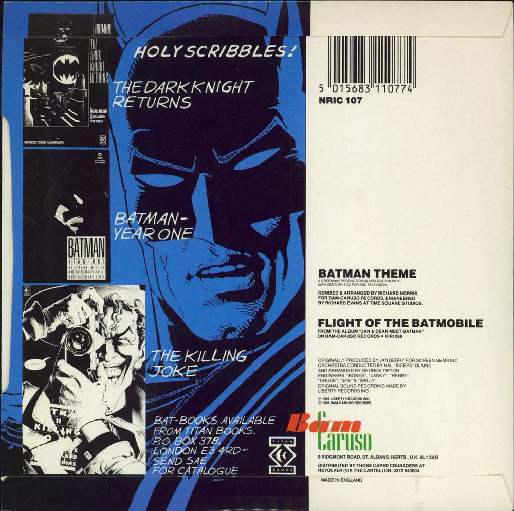 Jan & Dean Batman Theme (Extended Re-Mix) + pr UK 7" vinyl single (7 inch record / 45)