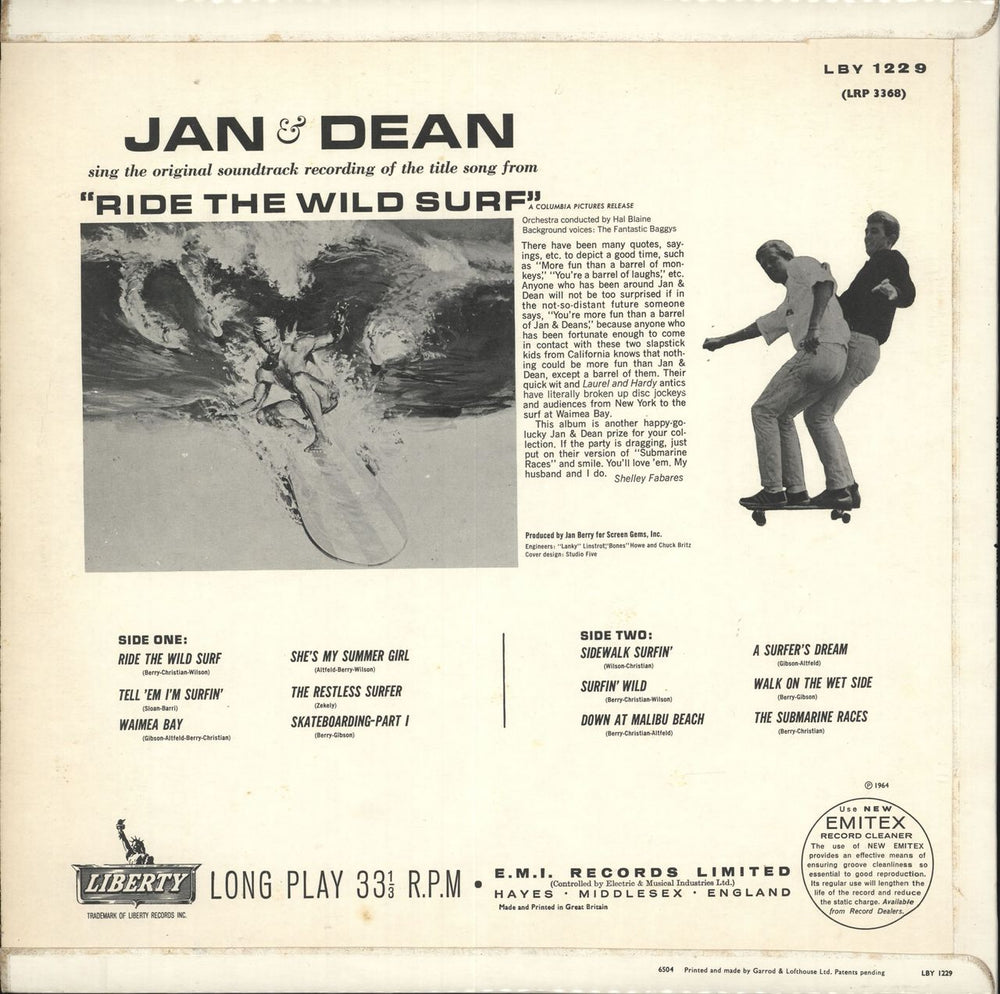 Jan & Dean Ride The Wild Surf UK vinyl LP album (LP record)