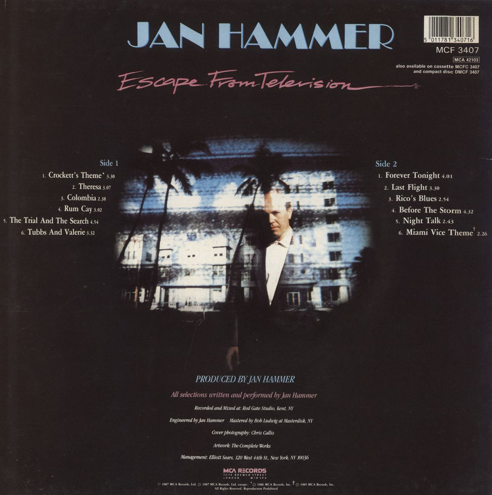 Jan Hammer Escape From Television UK vinyl LP album (LP record) 5011781340716