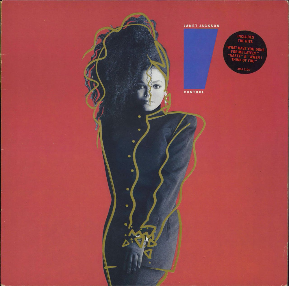 Janet Jackson Control - Black/Red hype sticker UK vinyl LP album (LP record) AMA5106