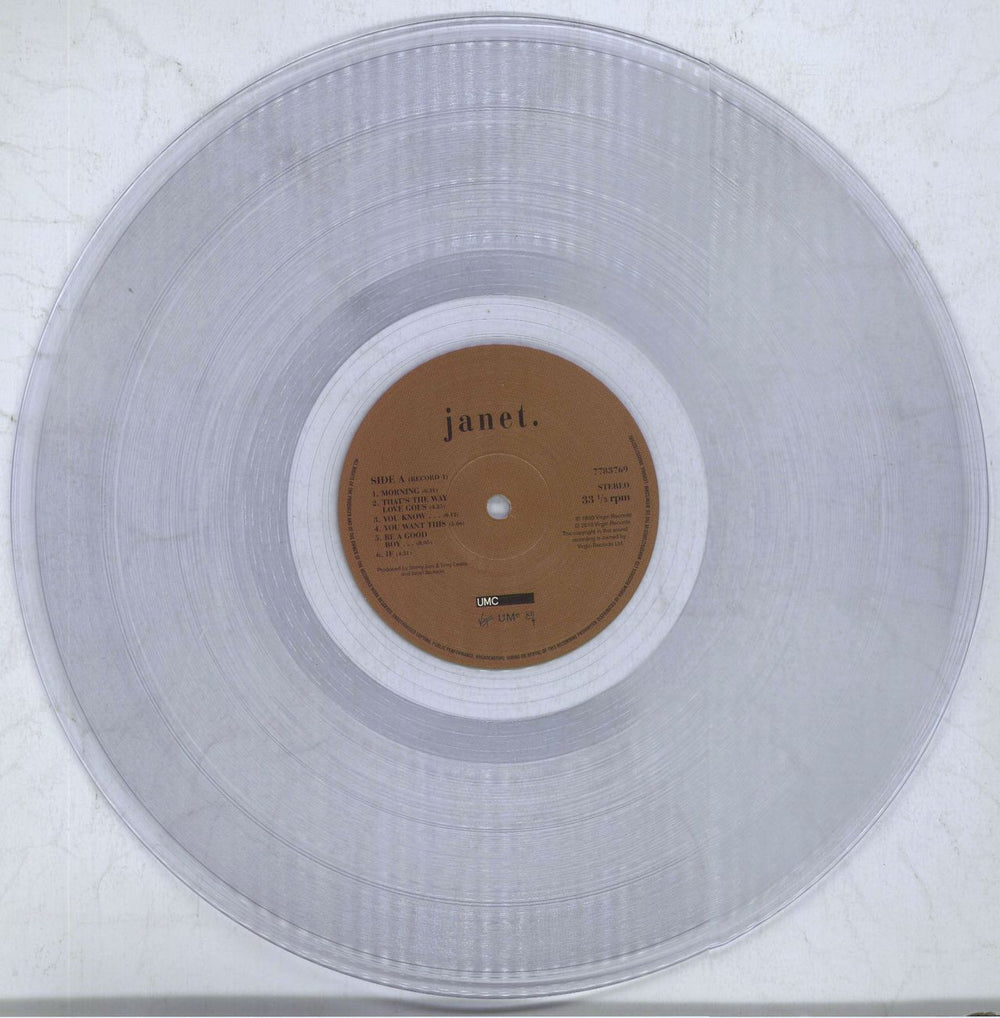 Janet Jackson Janet - Clear Vinyl UK 2-LP vinyl record set (Double LP Album) J-J2LJA823599