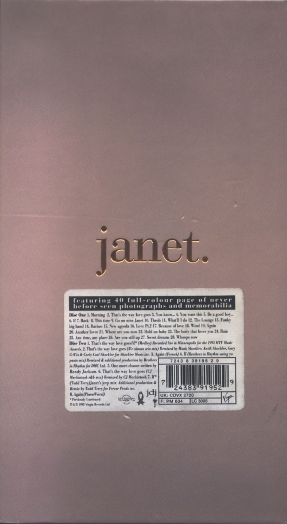 Janet Jackson Janet UK 2 CD album set (Double CD) J-J2CJA108138