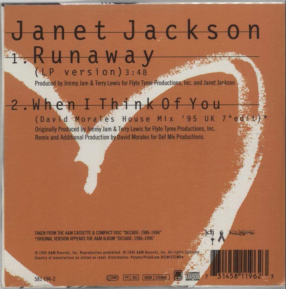 Janet Jackson Runaway French CD single (CD5 / 5") J-JC5RU55775