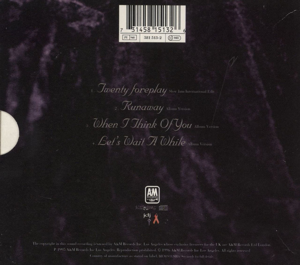 Janet Jackson Twenty Foreplay - Promo Stickered Box + Poster UK CD single (CD5 / 5") 731458151326