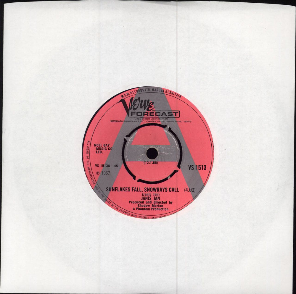 Janis Ian Snowflakes Fall, Snowrays Call - A Label UK Promo 7" vinyl single (7 inch record / 45) VS1513