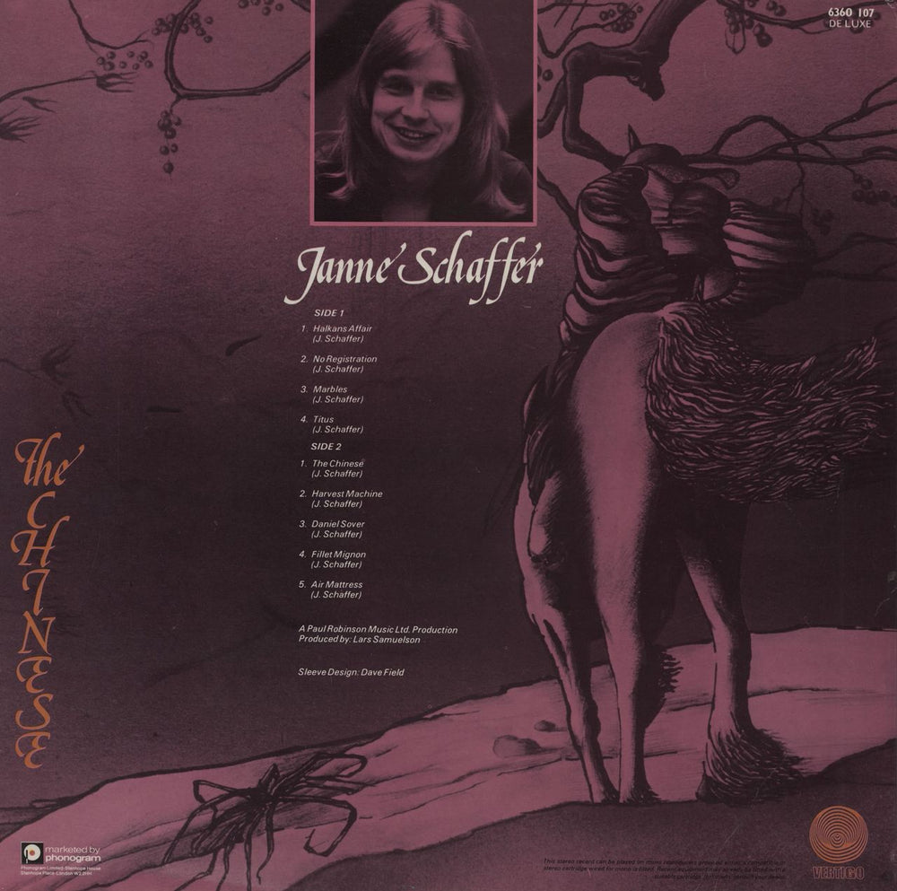 Janne Schaffer The Chinese + PR Sheet UK vinyl LP album (LP record)