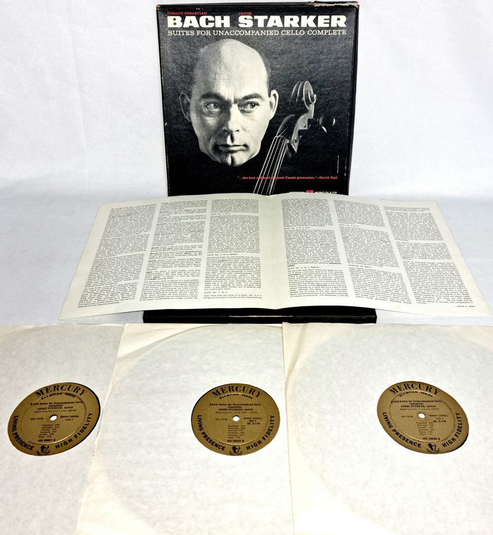 János Starker Bach: Suites For Unaccompanied Cello Complete US Promo Vinyl Box Set K5YVXBA774337