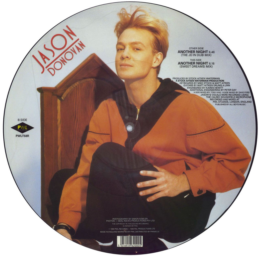 Jason Donovan Another Night UK 12" vinyl picture disc (12 inch picture record) 5016919620005