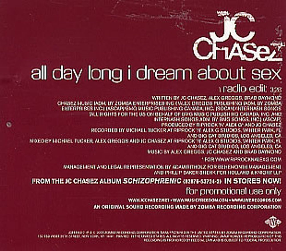 JC Chasez All Day Long I Dream About Sex US Promo CD single (CD5 / 5") JDJ-61152-2