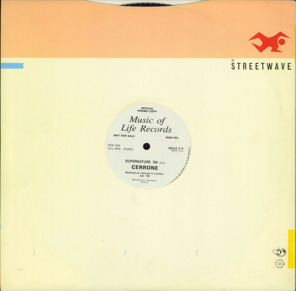 Jean-Marc Cerrone Supernature '86 UK Promo 12" vinyl single (12 inch record / Maxi-single) MOLIF5P