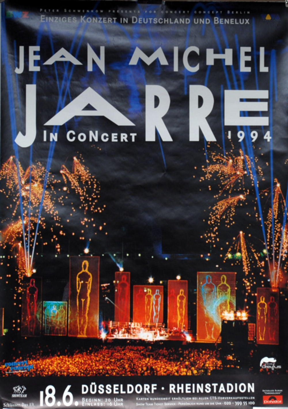 Jean-Michel Jarre In Concert 1994 Dusseldorf German Promo poster 32 X 23 POSTER