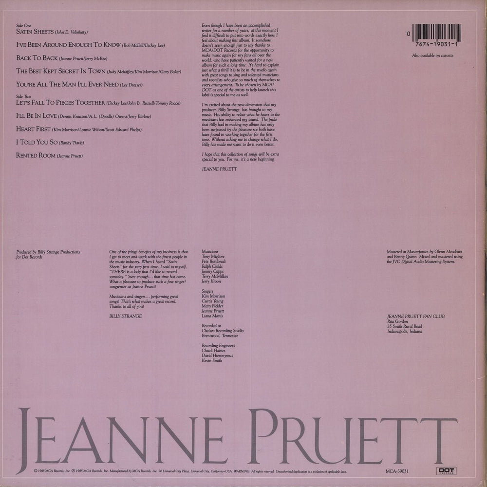 Jeanne Pruett Jeanne Pruett US vinyl LP album (LP record) 076741903115