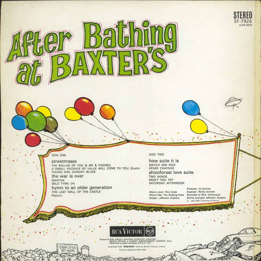 Jefferson Airplane After Bathing At Baxter's - 1st - Red spot UK vinyl LP album (LP record)