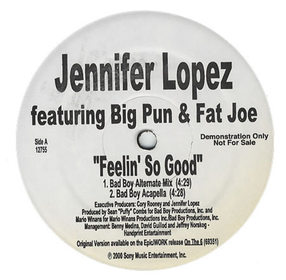 Jennifer Lopez Feelin' So Good US Promo 12" vinyl single (12 inch record / Maxi-single) 12755