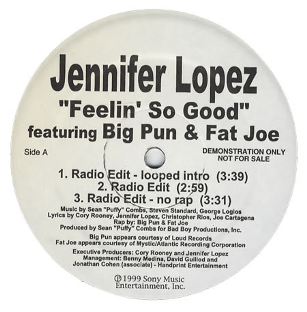 Jennifer Lopez Feelin' So Good US Promo 12" vinyl single (12 inch record / Maxi-single)