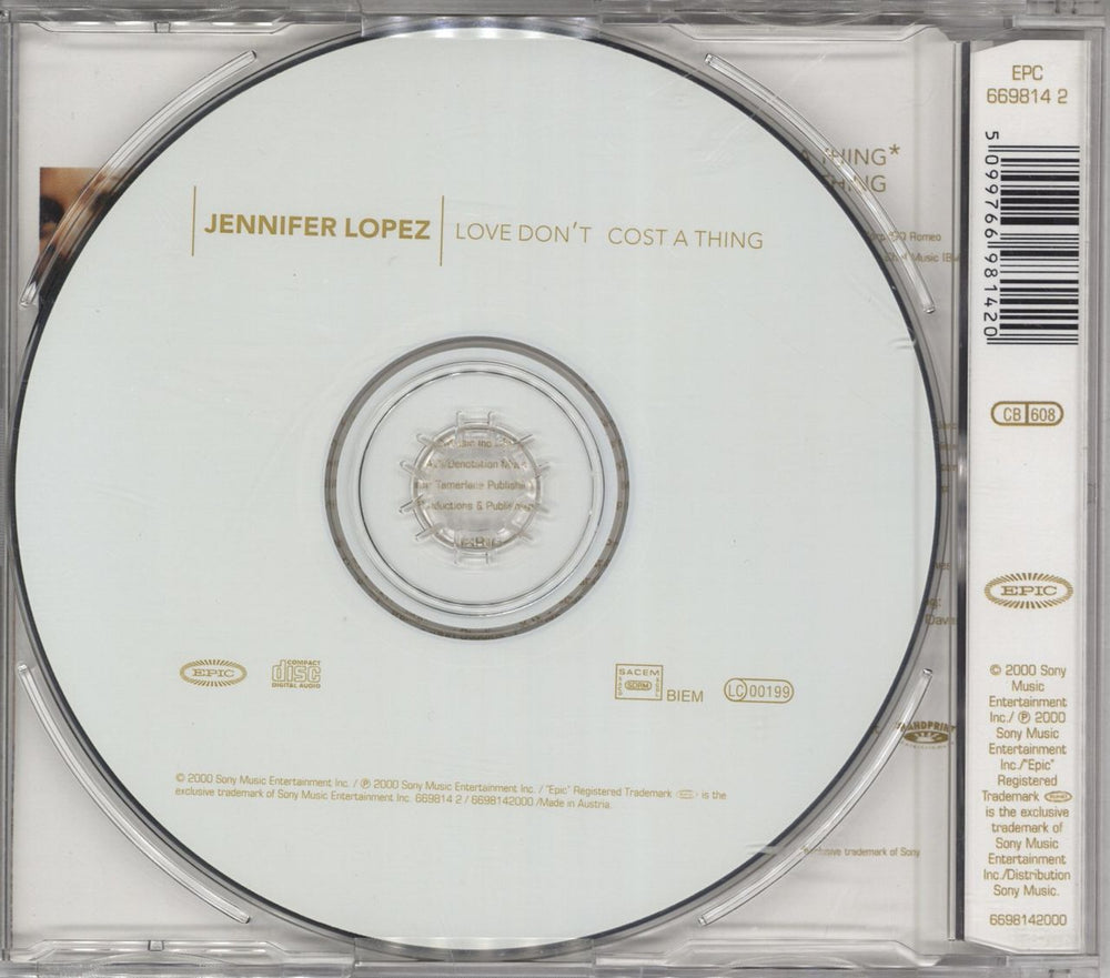 Jennifer Lopez Love Don't Cost A Thing Austrian CD single (CD5 / 5") LPZC5LO210276