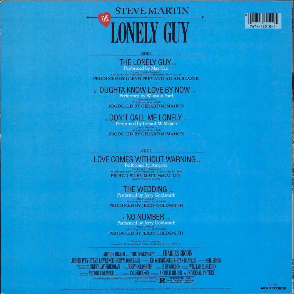 Jerry Goldsmith The Lonely Guy OST US vinyl LP album (LP record) 076741601011