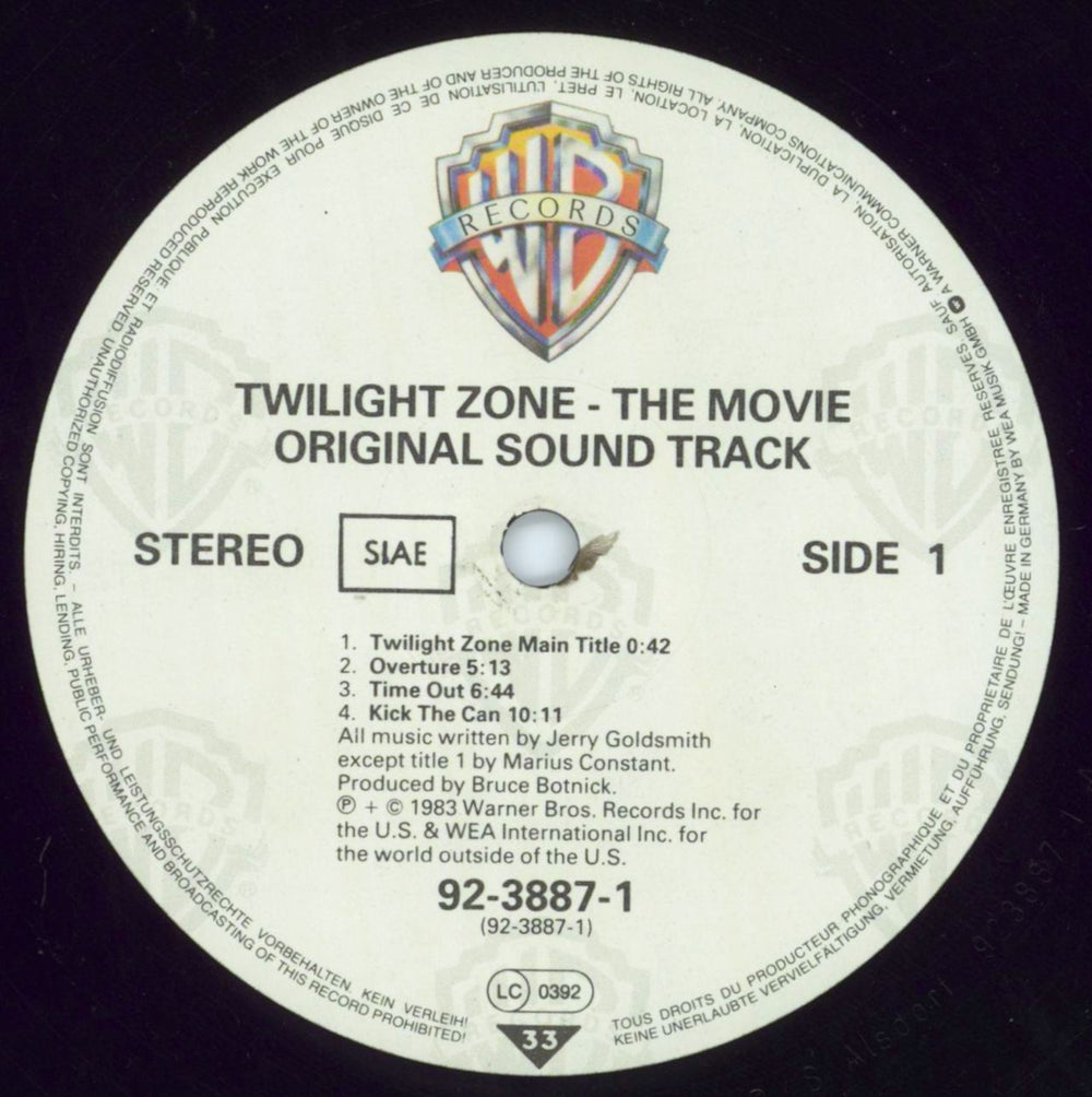 Jerry Goldsmith Twilight Zone German vinyl LP album (LP record) J-0LPTW815925