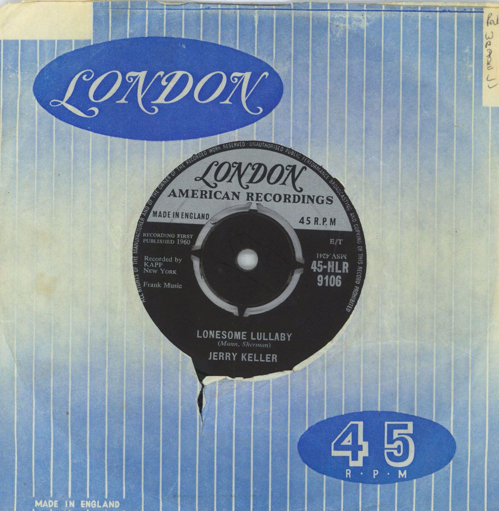 Jerry Keller Now, Now, Now UK 7" vinyl single (7 inch record / 45)