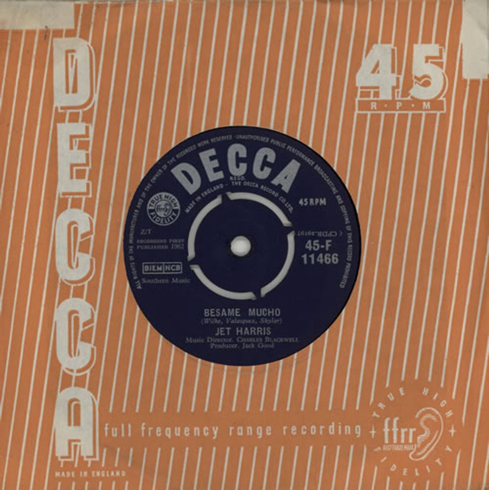 Jet Harris Besame Mucho UK 7" vinyl single (7 inch record / 45) 45-F11466