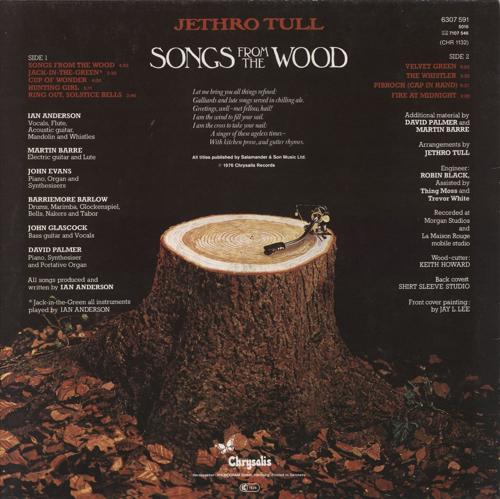 Jethro Tull Songs From The Wood German vinyl LP album (LP record)