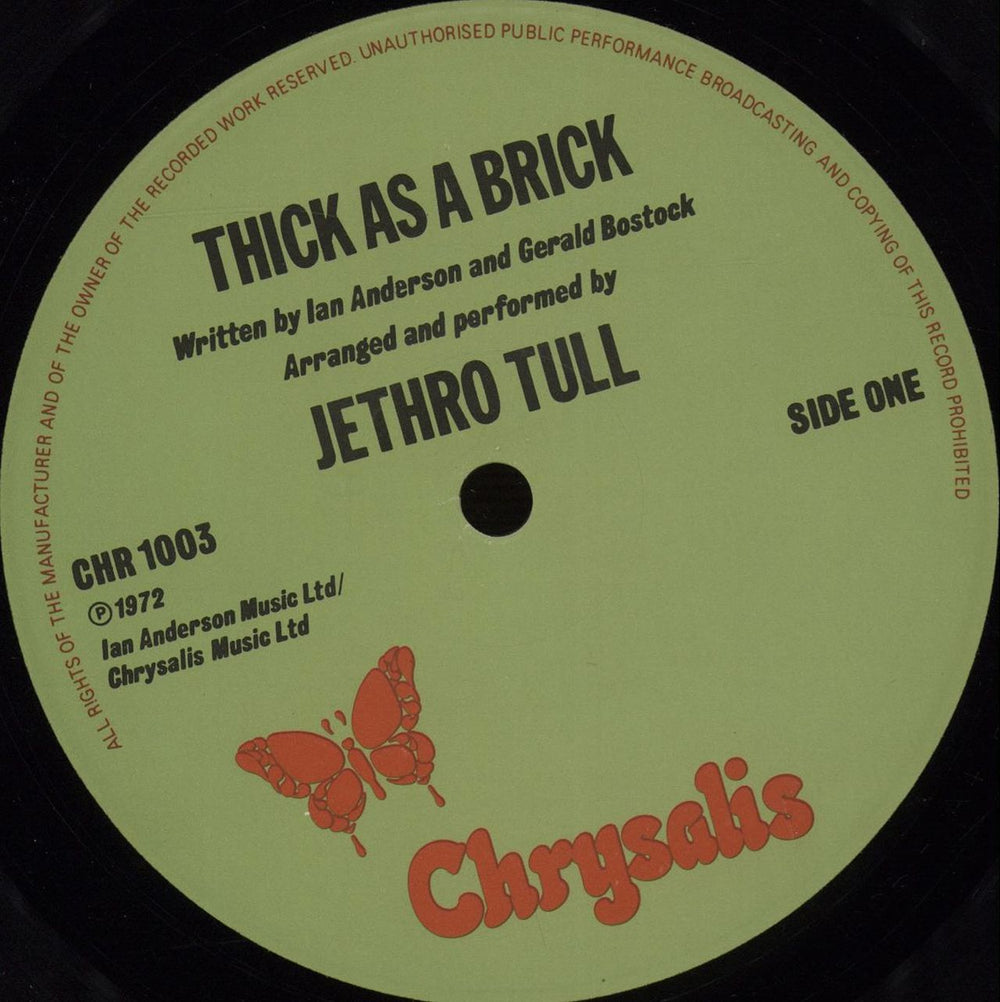 Jethro Tull Thick As A Brick - 3rd UK vinyl LP album (LP record) TULLPTH671185